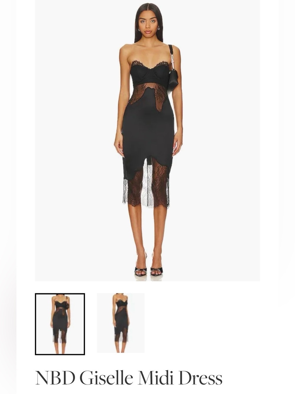 NBD Black Lace-Trim Midi Dress